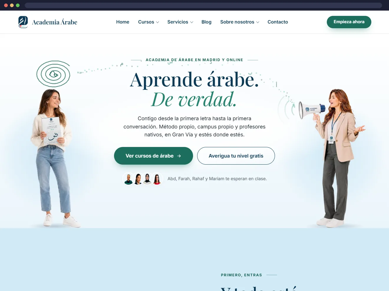 Portada de la plataforma de Academia Árabe