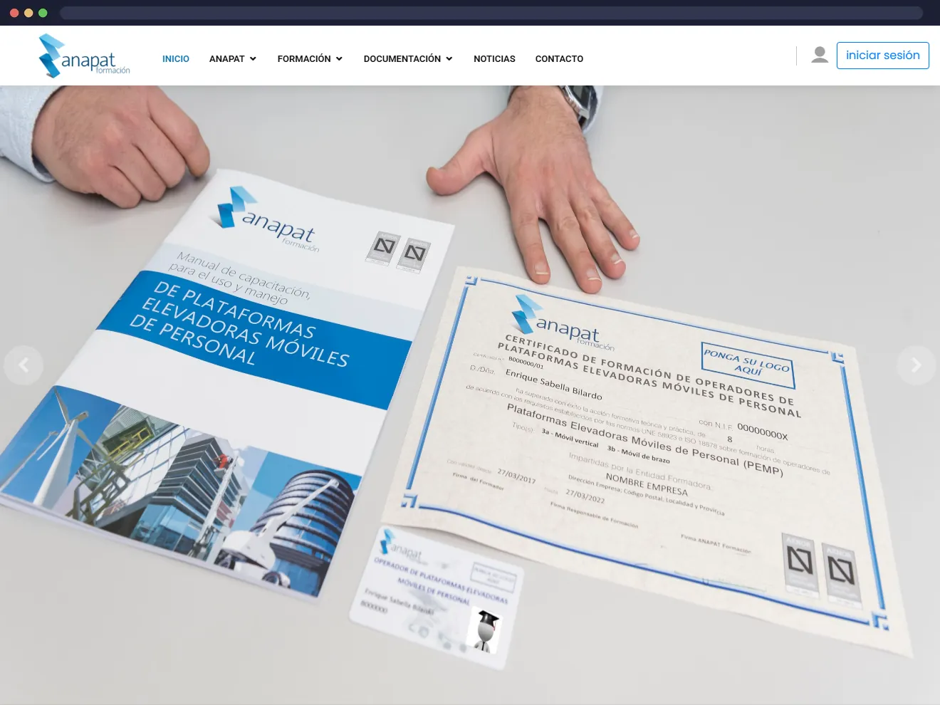 Portada de la web de Formación ANAPAT