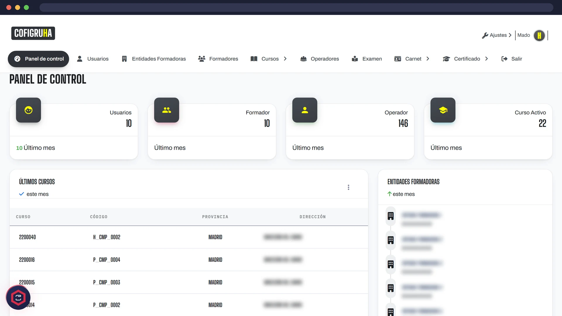 Captura COFIGRUHA BACK — proyecto SENDAR