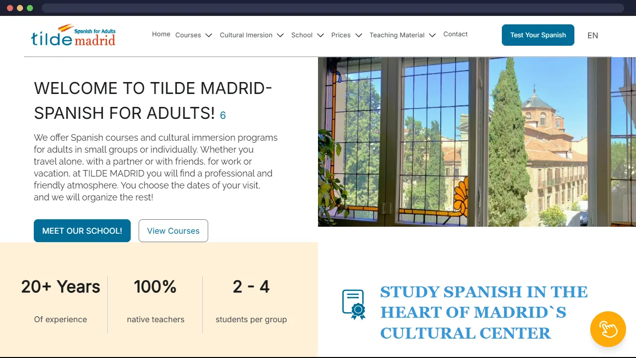 Portada de la web de Tilde Madrid
