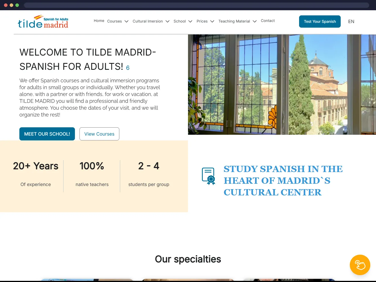 Portada de la web de Tilde Madrid