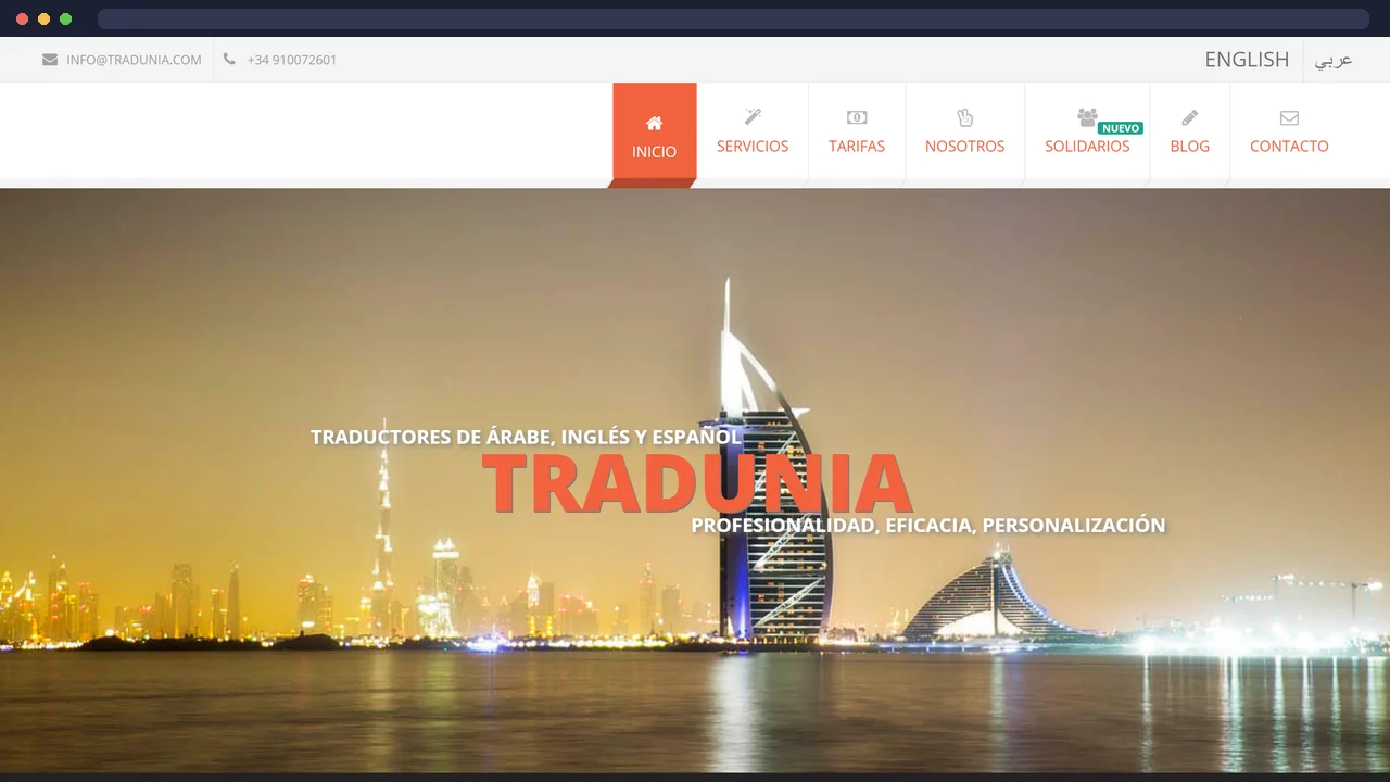 Captura TRADUNIA FRONT — proyecto SENDAR